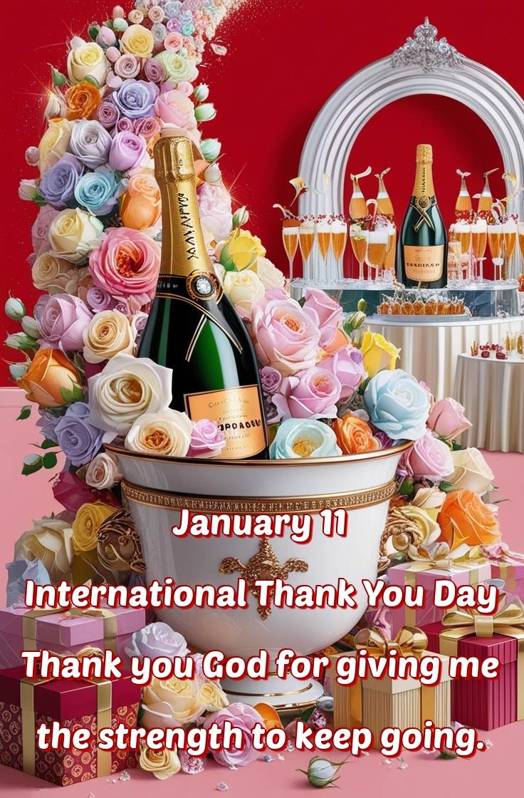 January 11 International Thank You Day Thank you God for giving me the strength to keep going.