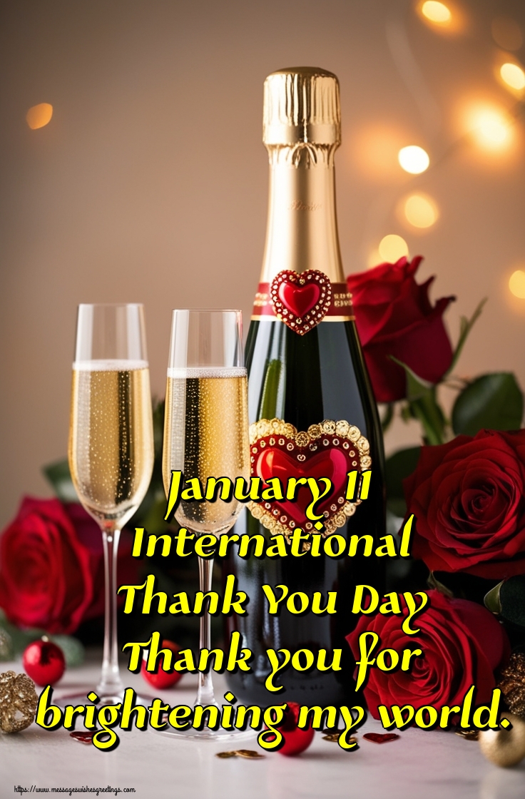 January 11 International Thank You Day Thank you for brightening my world.