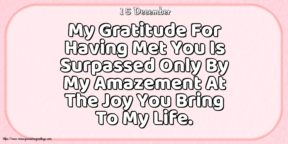 15 December - My Gratitude For Having Met You