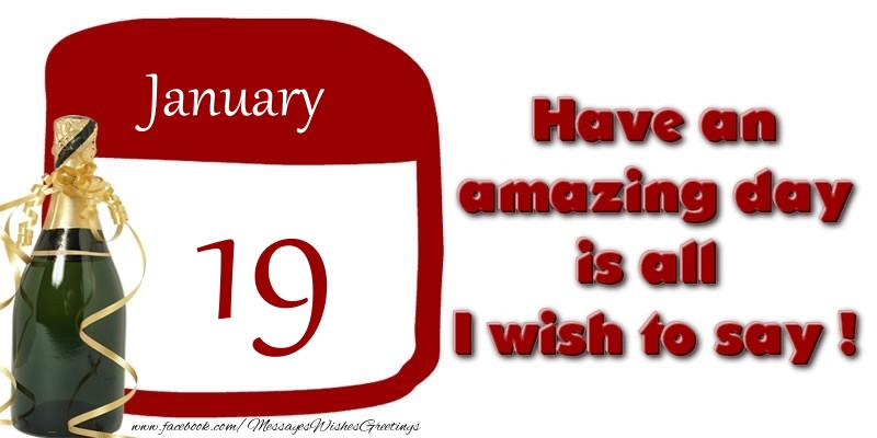 January 19 Have an amazing day is all I wish to say !