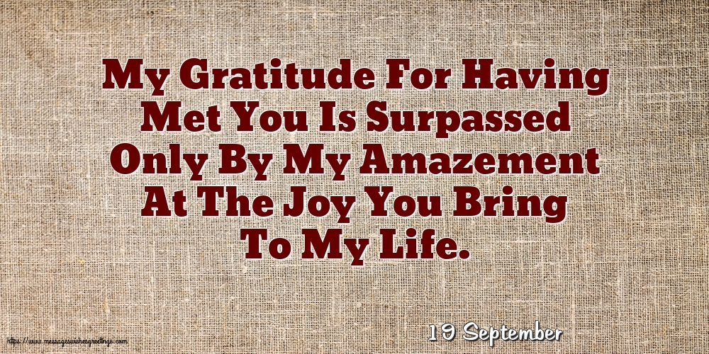 19 September - My Gratitude For Having Met You