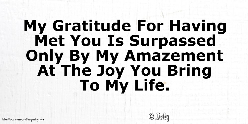 6 July - My Gratitude For Having Met You