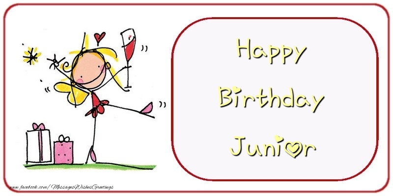 Greetings Cards for Birthday - Champagne & Gift Box | Happy Birthday Junior