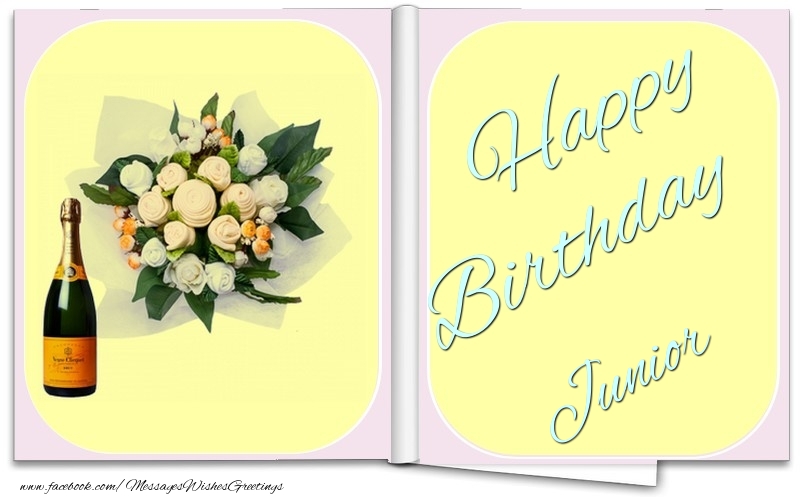 Greetings Cards for Birthday - Bouquet Of Flowers & Champagne | Happy Birthday Junior