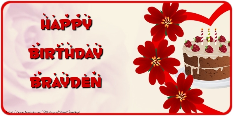 Greetings Cards for Birthday - Cake & Flowers | Happy Birthday Brayden