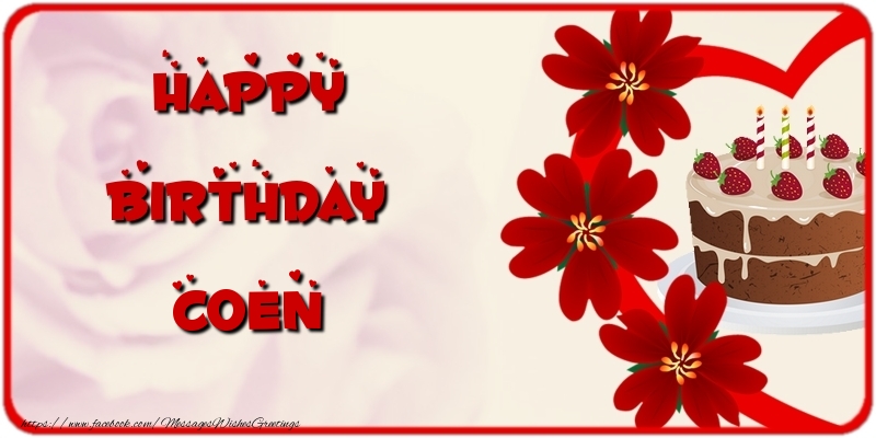 Greetings Cards for Birthday - Cake & Flowers | Happy Birthday Coen