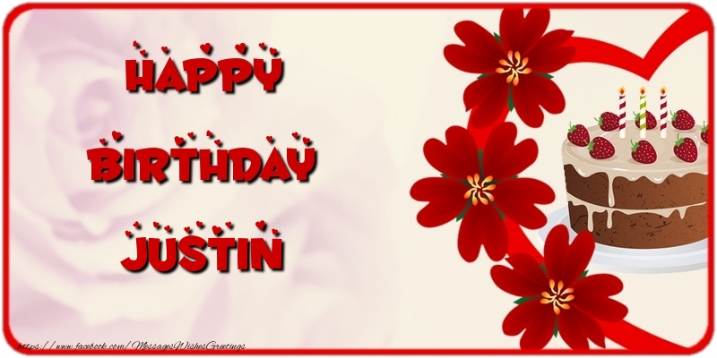 Greetings Cards for Birthday - Happy Birthday Justin