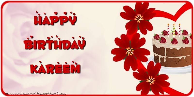  Greetings Cards for Birthday - Cake & Flowers | Happy Birthday Kareem