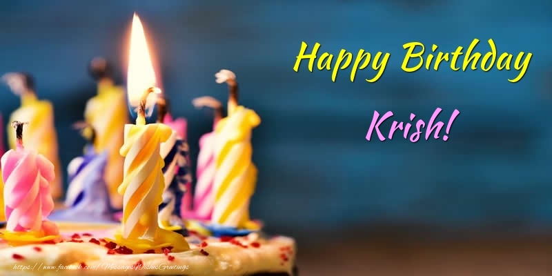  Greetings Cards for Birthday - Cake & Candels | Happy Birthday Krish!