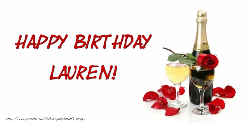 Greetings Cards for Birthday - Champagne | Happy Birthday Lauren