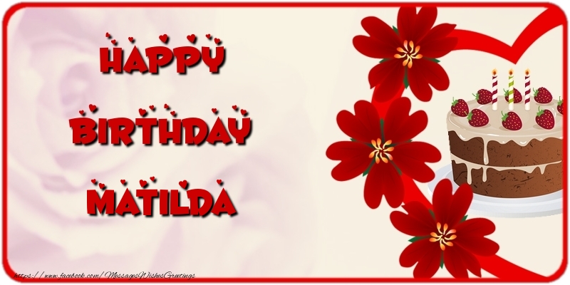 Greetings Cards for Birthday - Cake & Flowers | Happy Birthday Matilda