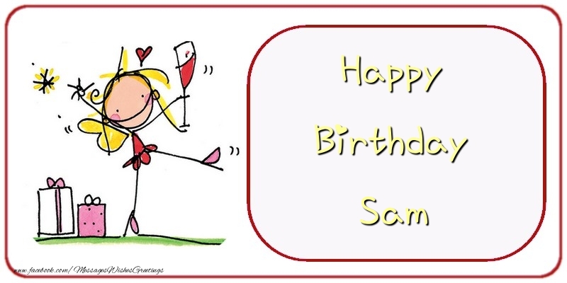 Greetings Cards for Birthday - Champagne & Gift Box | Happy Birthday Sam