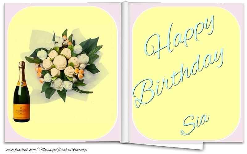 Greetings Cards for Birthday - Bouquet Of Flowers & Champagne | Happy Birthday Sia