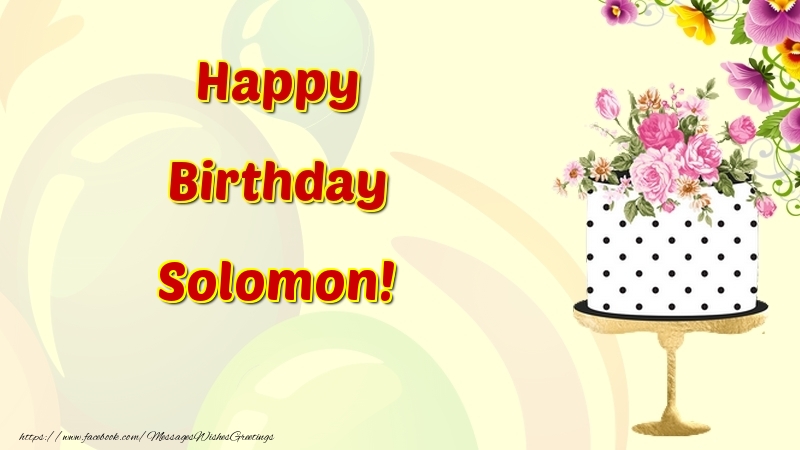 Greetings Cards for Birthday - Cake & Flowers | Happy Birthday Solomon