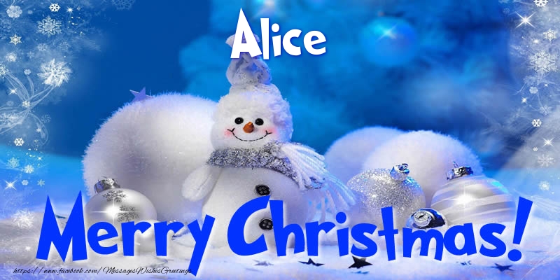 Greetings Cards for Christmas - Alice Merry Christmas!