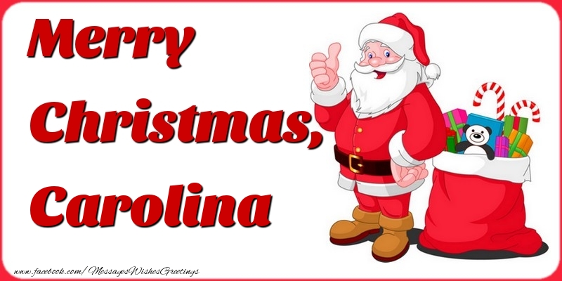 Greetings Cards for Christmas - Gift Box & Santa Claus | Merry Christmas, Carolina