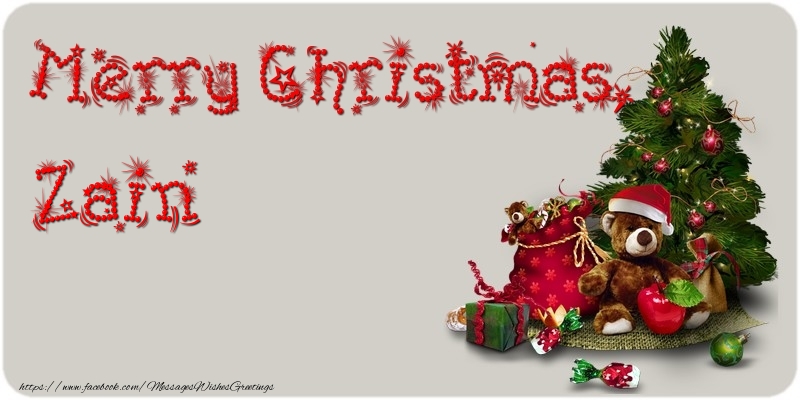 Greetings Cards for Christmas - Animation & Christmas Tree & Gift Box | Merry Christmas, Zain