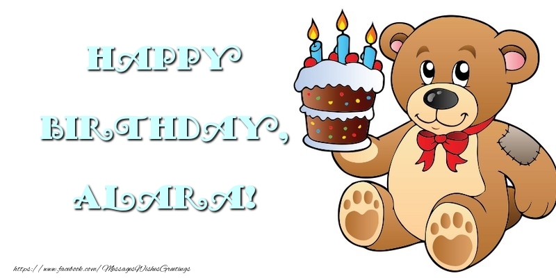 Greetings Cards for kids - Bear & Cake | Happy Birthday, Alara