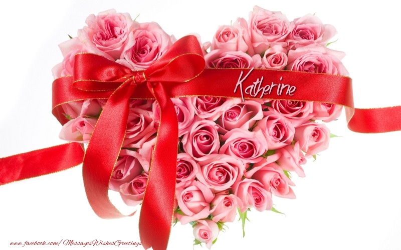 Greetings Cards for Love - Flowers & Hearts | Name on my heart Katherine