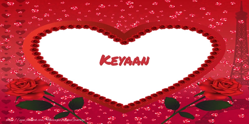 Greetings Cards for Love - Hearts | Name in heart  Keyaan