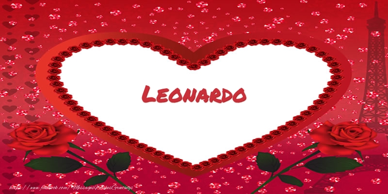 Greetings Cards for Love - Hearts | Name in heart  Leonardo