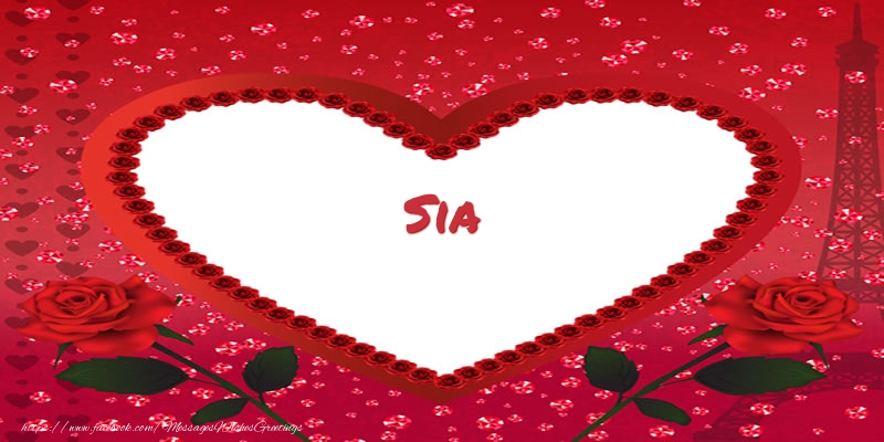 Greetings Cards for Love - Hearts | Name in heart  Sia