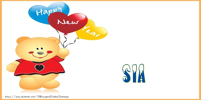 Greetings Cards for New Year - Happy New Year Sia!