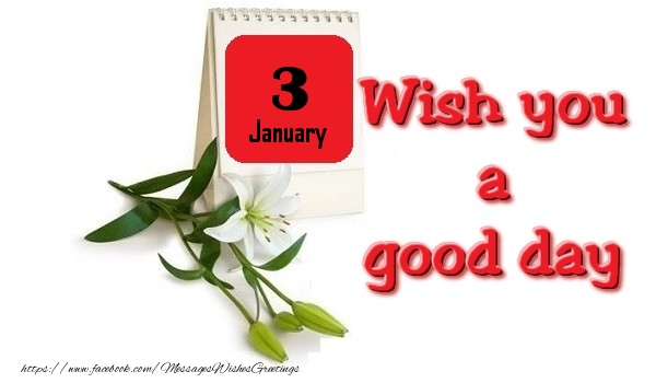 Greetings Cards of 3 January - January 3 Wish you a good day