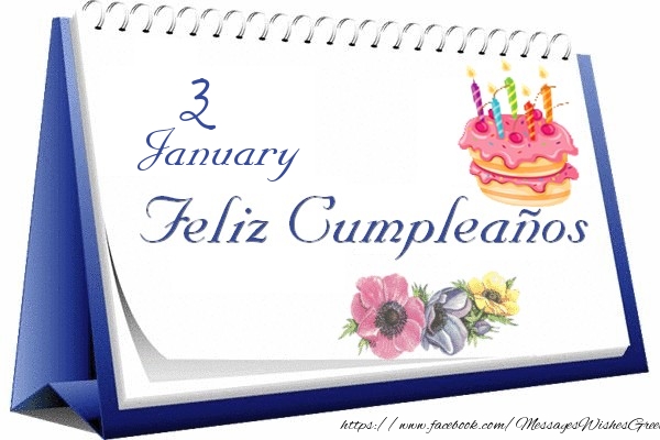 Greetings Cards of 3 January - 3 January Happy birthday