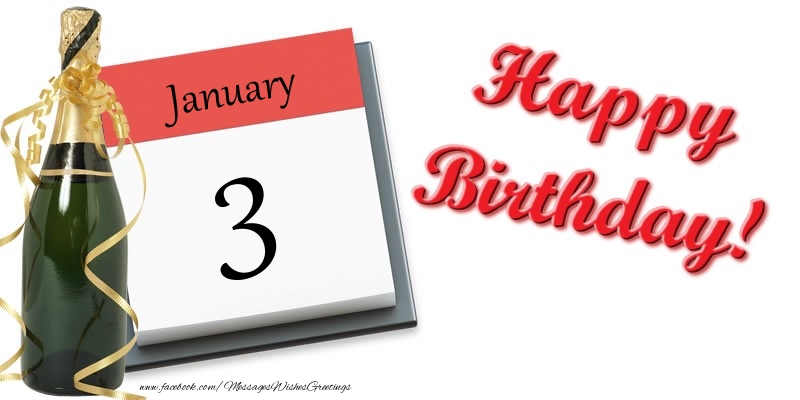 Greetings Cards of 3 January - Happy birthday January 3