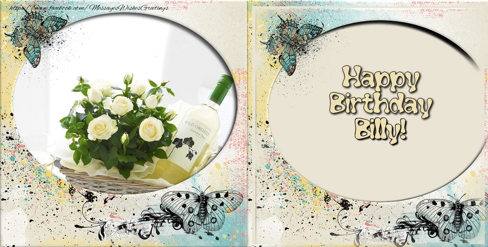 Greetings Cards for Birthday - Flowers & Photo Frame | Happy Birthday, Billy!