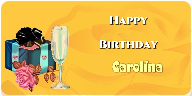 Greetings Cards for Birthday - Champagne | Happy Birthday Carolina
