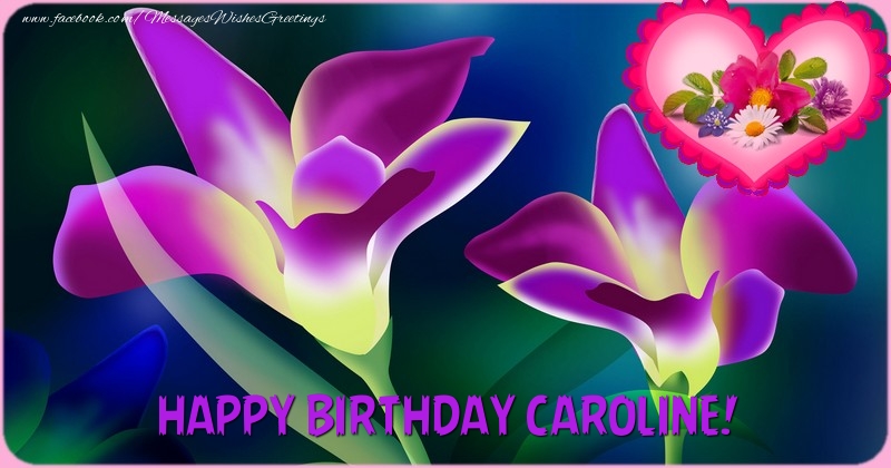  Greetings Cards for Birthday - Flowers & Photo Frame | Happy Birthday Caroline