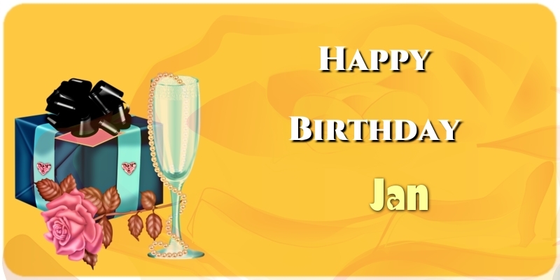 Greetings Cards for Birthday - Champagne | Happy Birthday Jan