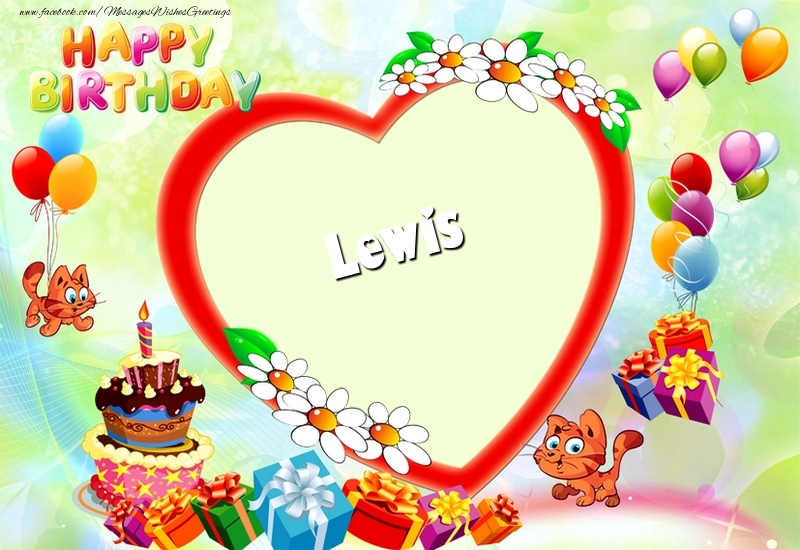 Greetings Cards for Birthday - 2023 & Cake & Gift Box | Happy Birthday, Lewis!