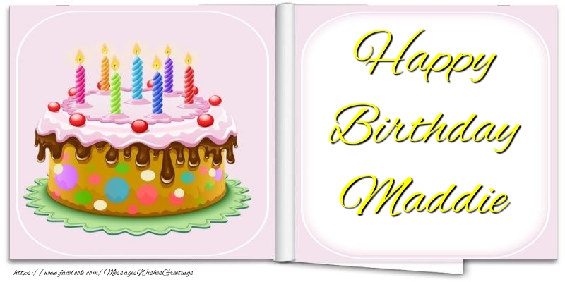 Greetings Cards for Birthday - Cake | Happy Birthday Maddie
