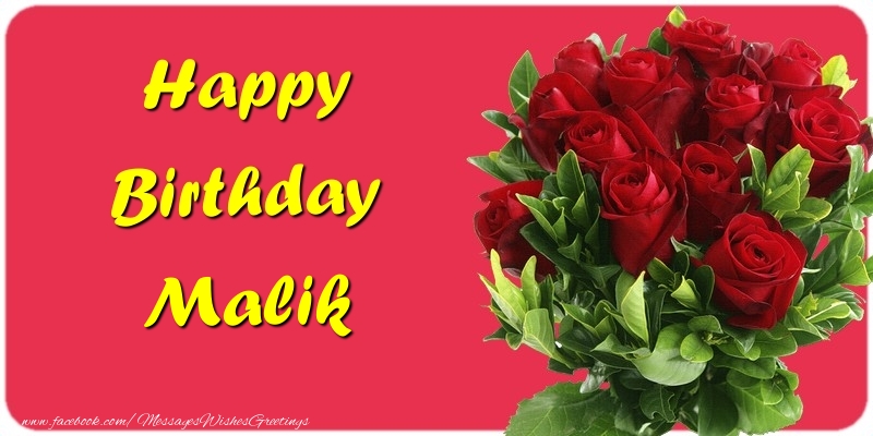 Greetings Cards for Birthday - Roses | Happy Birthday Malik
