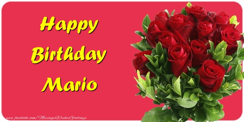 Greetings Cards for Birthday - Roses | Happy Birthday Mario
