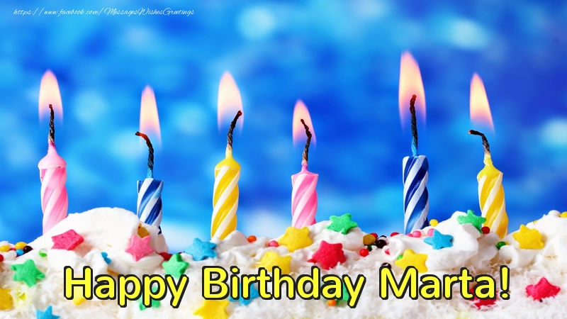 Greetings Cards for Birthday - Cake & Candels | Happy Birthday, Marta!