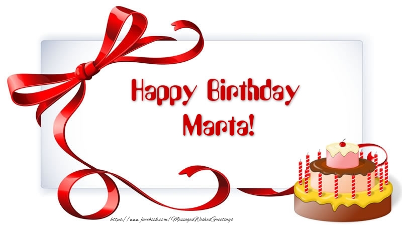 Greetings Cards for Birthday - Cake | Happy Birthday Marta!