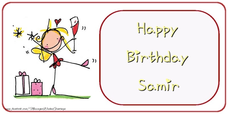 Greetings Cards for Birthday - Champagne & Gift Box | Happy Birthday Samir