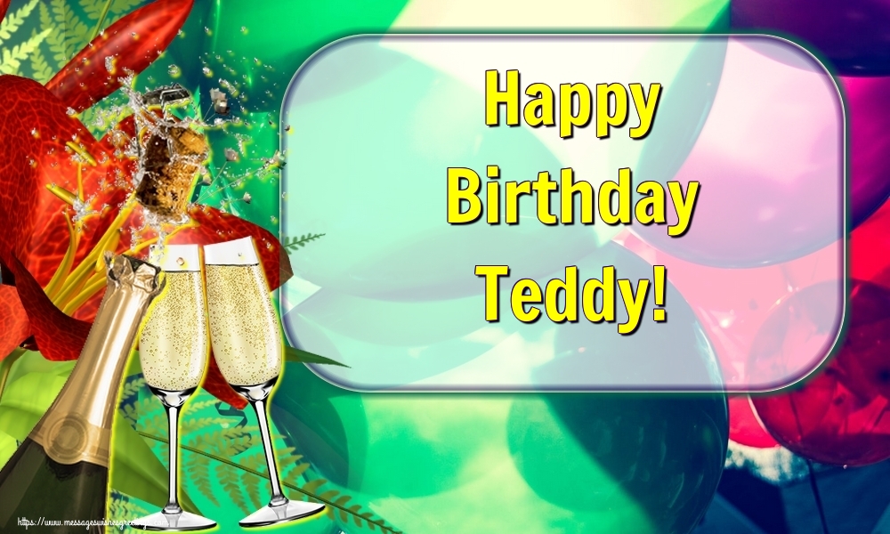  Greetings Cards for Birthday - Champagne | Happy Birthday Teddy!