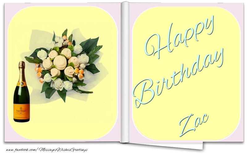  Greetings Cards for Birthday - Bouquet Of Flowers & Champagne | Happy Birthday Zac