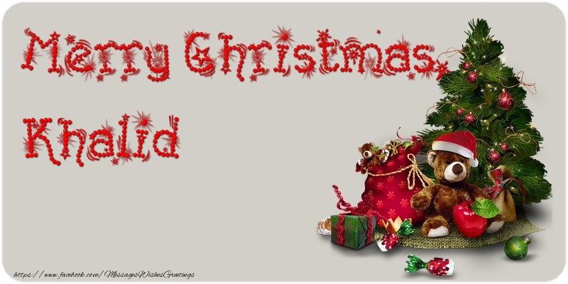 Greetings Cards for Christmas - Animation & Christmas Tree & Gift Box | Merry Christmas, Khalid