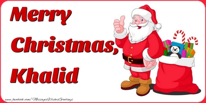 Greetings Cards for Christmas - Gift Box & Santa Claus | Merry Christmas, Khalid