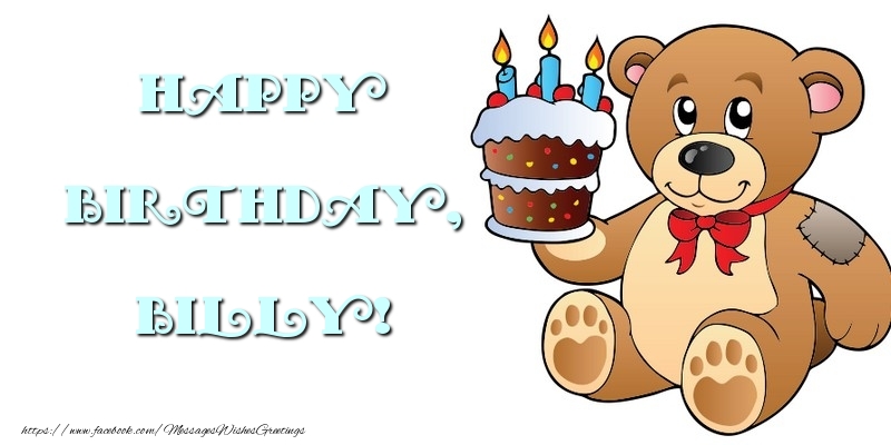 Greetings Cards for kids - Bear & Cake | Happy Birthday, Billy